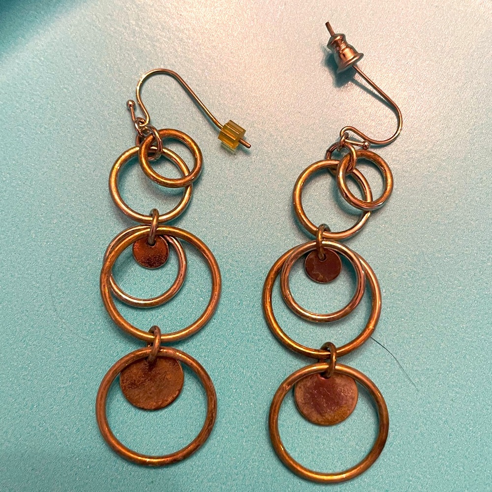 Silver circle dangle earrings